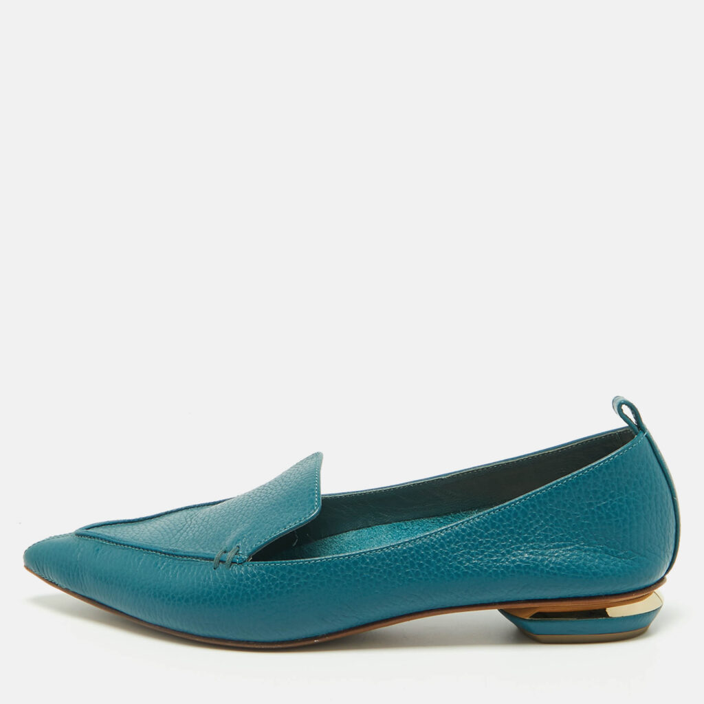 Nicholas Kirkwood Aqua Blue Leather Beya Pointed Toe Loafers Size 39.5 Nicholas Kirkwood Aqua Blue Leather Beya Pointed Toe Loafers Size 39.5