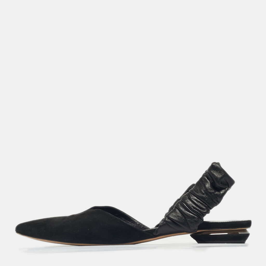 Nicholas Kirkwood Black Leather and Suede Slingback Flats Size 40 Nicholas Kirkwood Black Leather and Suede Slingback Flats Size 40
