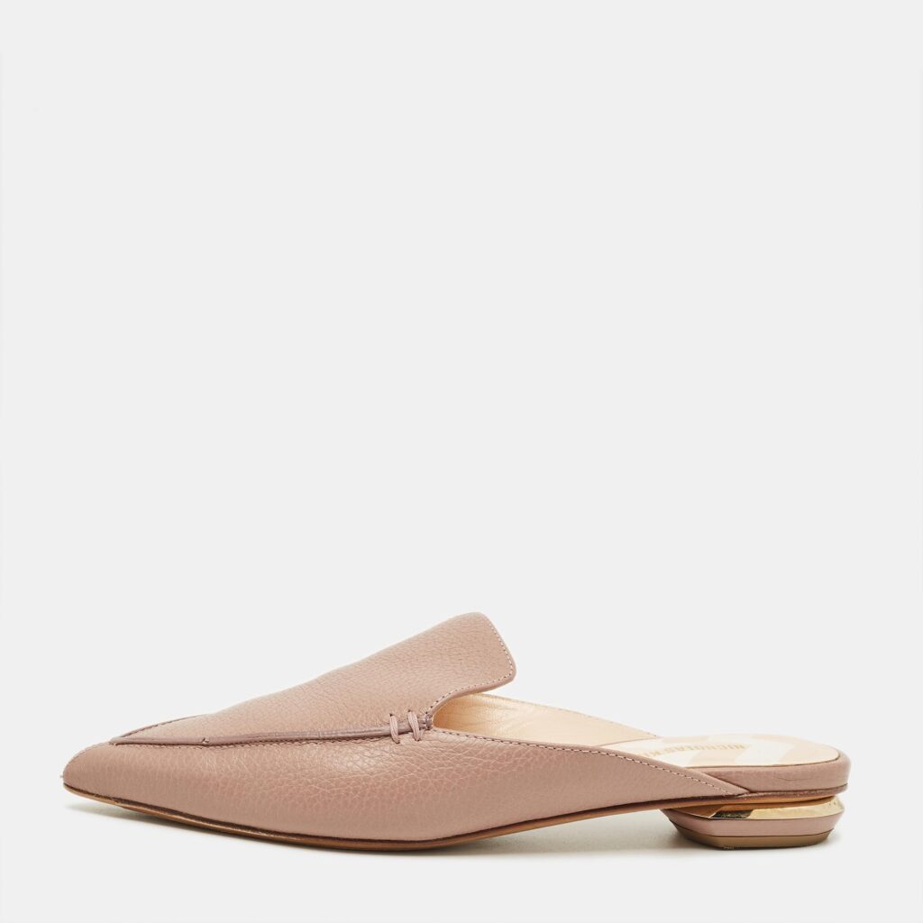 luxury-women-nicholaskirkwood-used-shoes-p1244774-001.jpg Nicholas Kirkwood Beige Leather Beya Pointed Toe Flat Mules Size 38