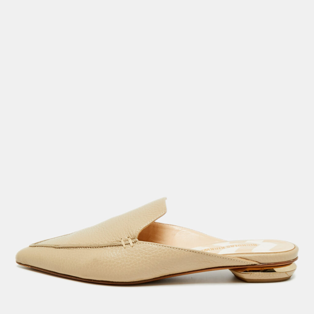 Nicholas Kirkwood Beya Size 38 Leather Pointed Toe Flat Mules