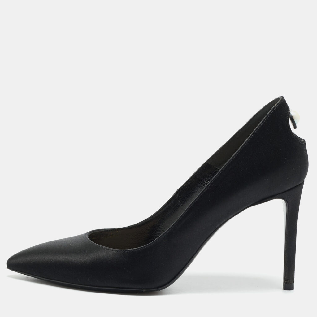 Nicholas Kirkwood Size 35 Black Satin Faux Pearl Detail Pumps