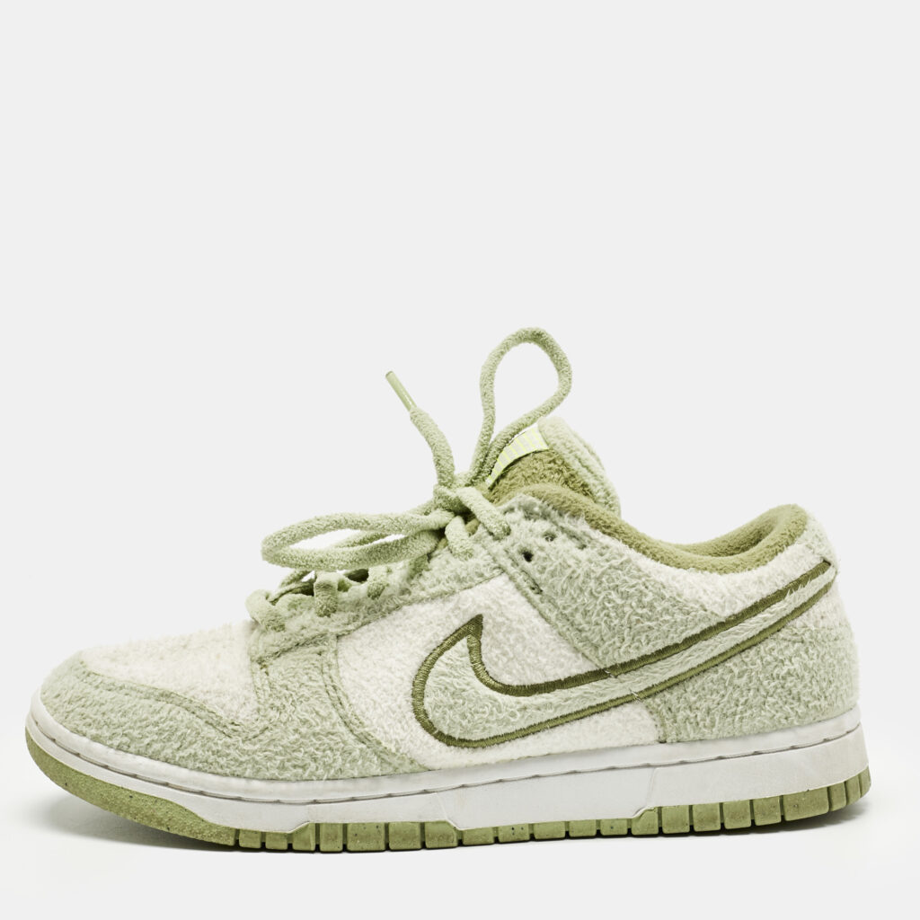 Nike Green/White Cotton Blend Dunk Low SE CC "Fleece Pack Sneakers Size 38