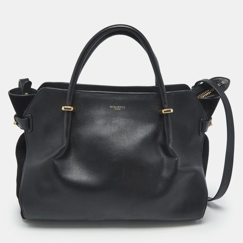 Nina Ricci Black Leather and Suede Medium Marche Tote Nina Ricci Black Leather and Suede Medium Marche Tote