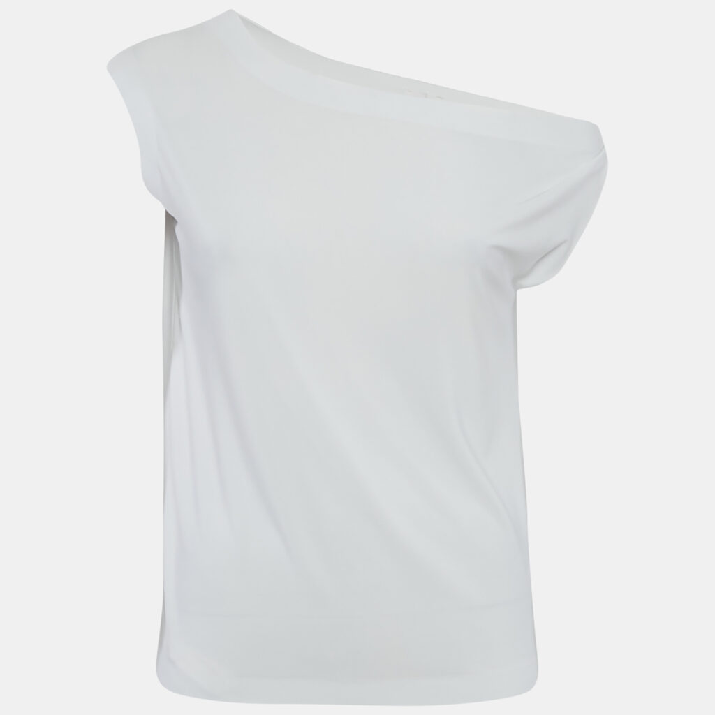 Norma Kamali White Jersey Drop-Shoulder Top XS Norma Kamali White Jersey Drop-Shoulder Top XS