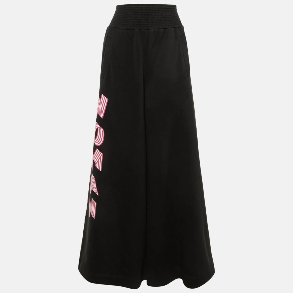Off-White Black Woman Print Cotton Wide Leg Trousers S Off-White Black Woman Print Cotton Wide Leg Trousers S