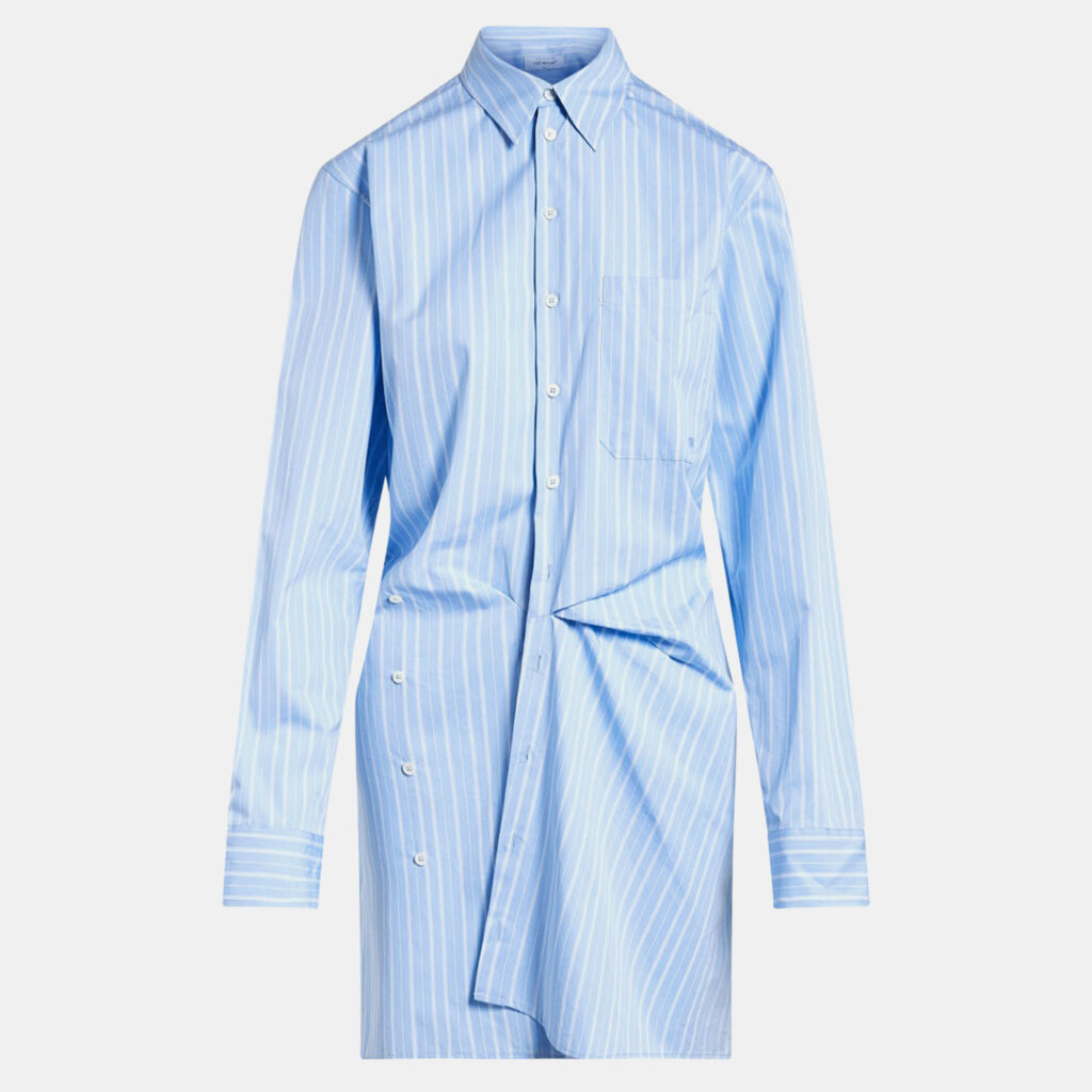 Off White Stripe Poplin Twist Dre Light Blue Cotton Shirt