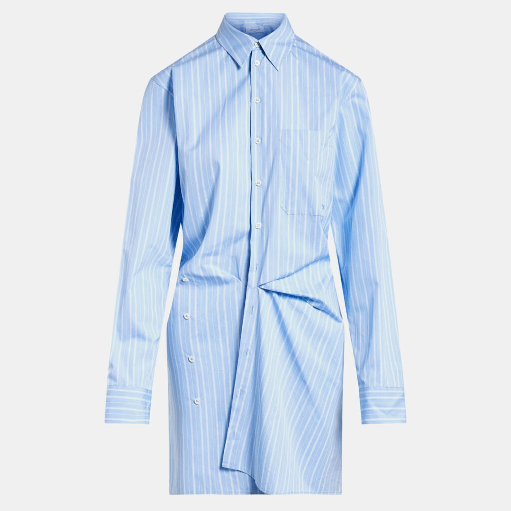 Off White Stripe Poplin Twist Dre Light Blue Cotton Shirt