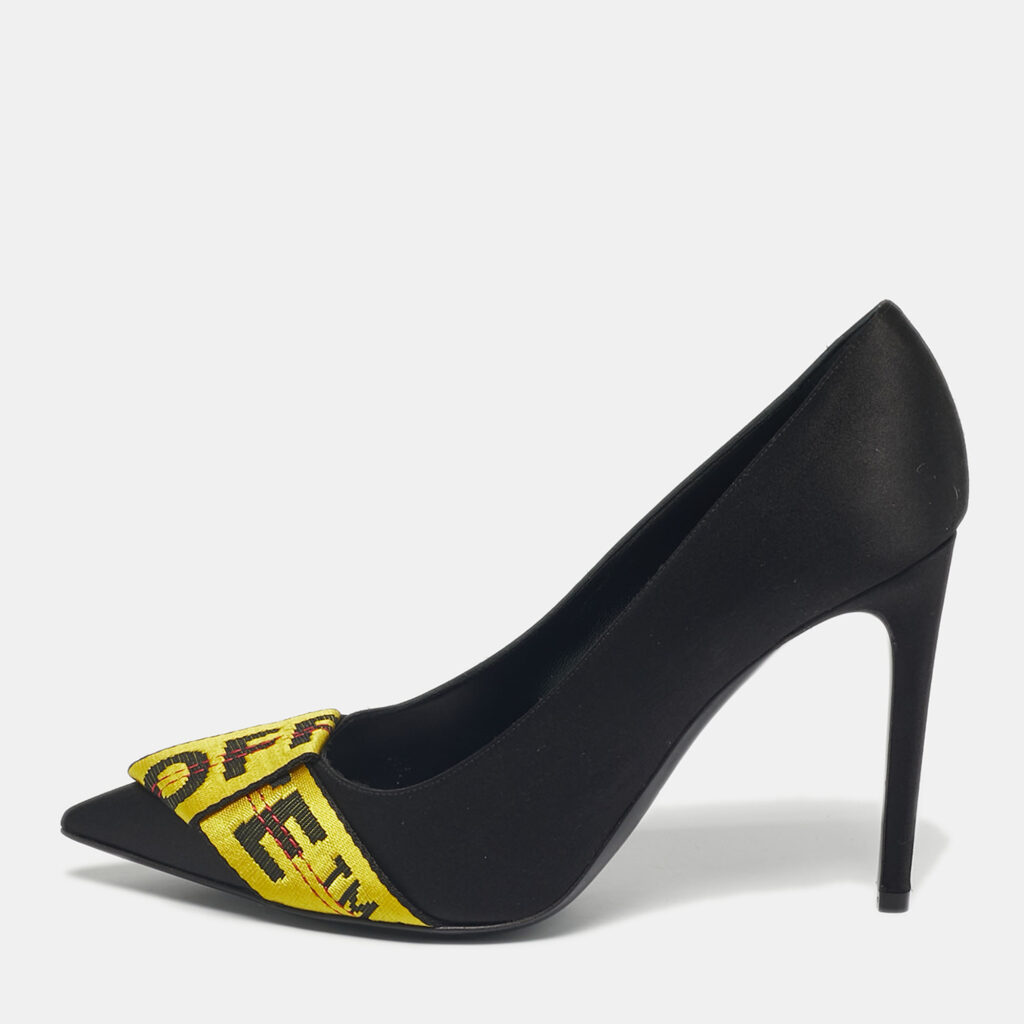 Off-White Black/Yellow Satin and Logo Canvas Commercial Bow Pumps Size 39 Off-White Black/Yellow Satin and Logo Canvas Commercial Bow Pumps Size 39