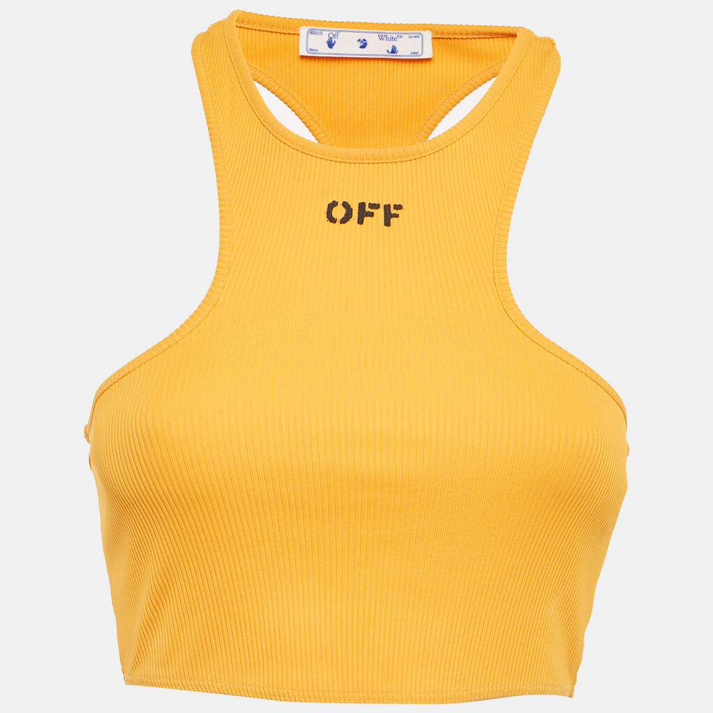 Off-White Orange Basic Lux Rowing Crop Tank Top S Off-White Orange Basic Lux Rowing Crop Tank Top S