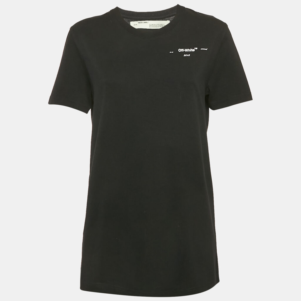 Off-White Black Leaf Embossed Jersey Crewneck T-Shirt M Off-White Black Leaf Embossed Jersey Crewneck T-Shirt M