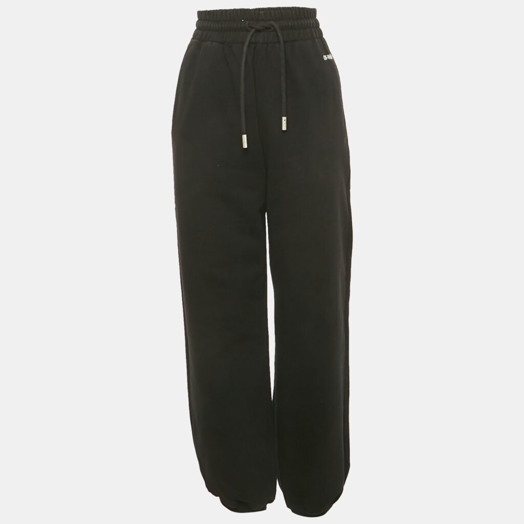 luxury-women-off-white-used-clothes-p1186217-005-1.jpg Off-White Black Logo Embroidered Cotton Sweatpants M