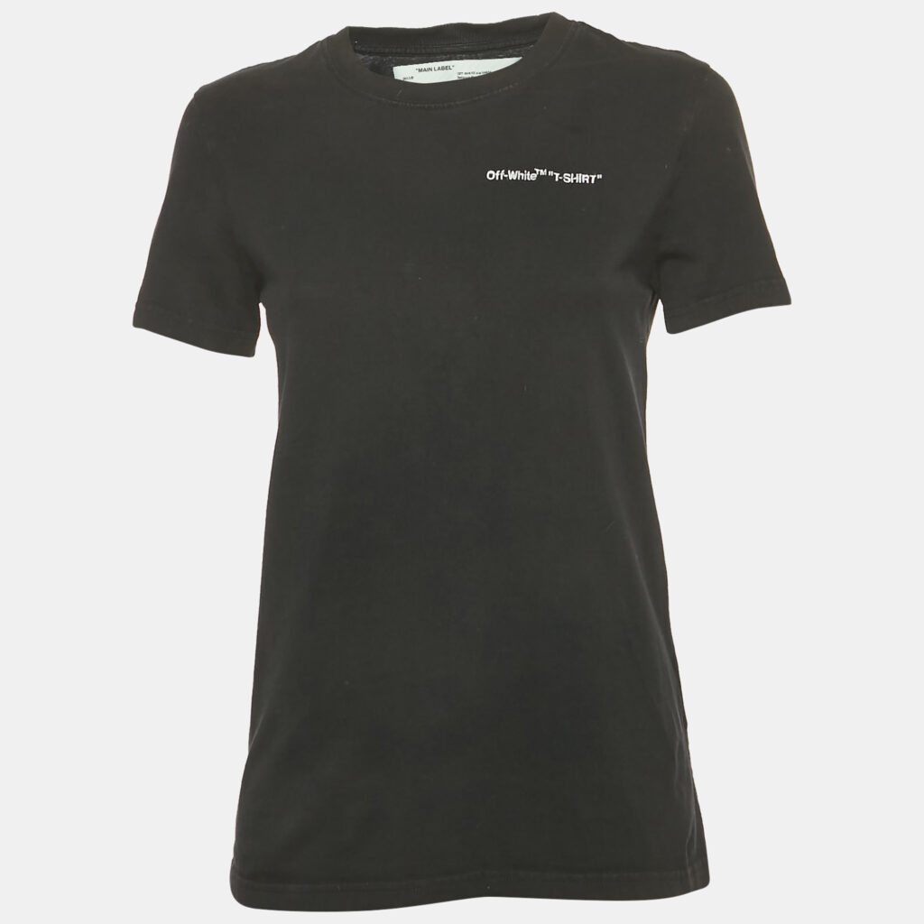 Off-White Black Logo Embroidered Jersey Crew Neck T-Shirt XS Off-White Black Logo Embroidered Jersey Crew Neck T-Shirt XS