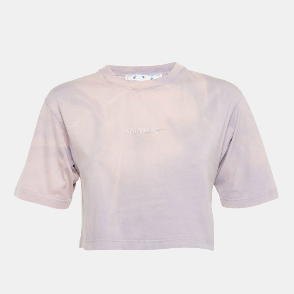 Off-White Lavender Tie & Dye Logo Applique Crop Top S Off-White Lavender Tie & Dye Logo Applique Crop Top S