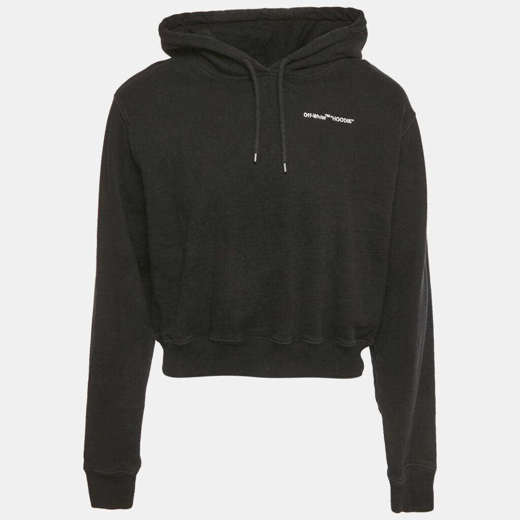 Off-White White Logo Embroidered Cotton Hoodie M Off-White White Logo Embroidered Cotton Hoodie M