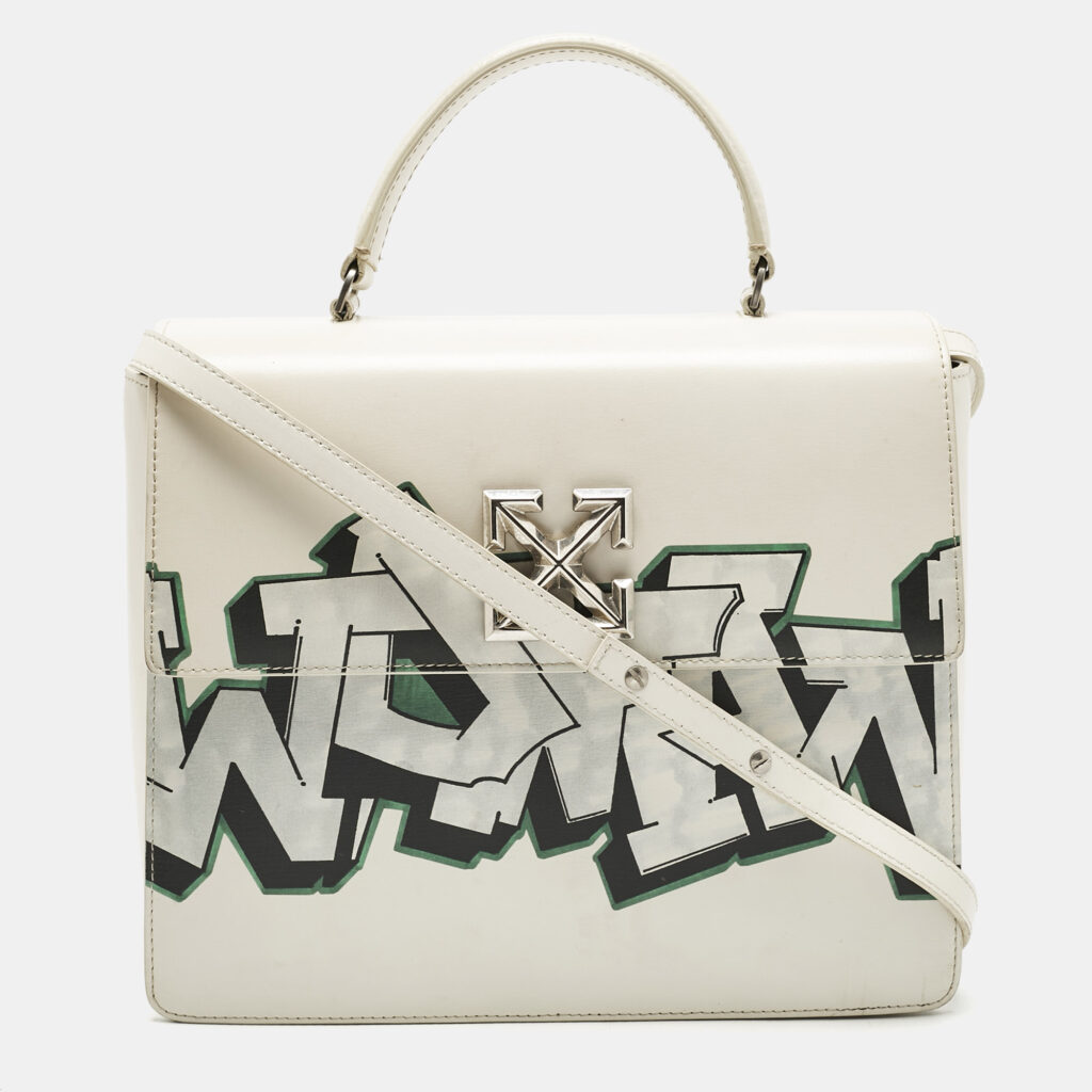 Off-White White Leather Graffiti 2.8 Jitney Top Handle Bag Off-White White Leather Graffiti 2.8 Jitney Top Handle Bag