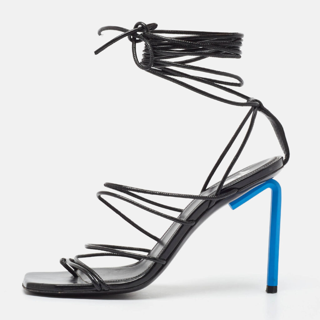 Off-White Black Leather Ankle Strap Sandals Size 37 Off-White Black Leather Ankle Strap Sandals Size 37