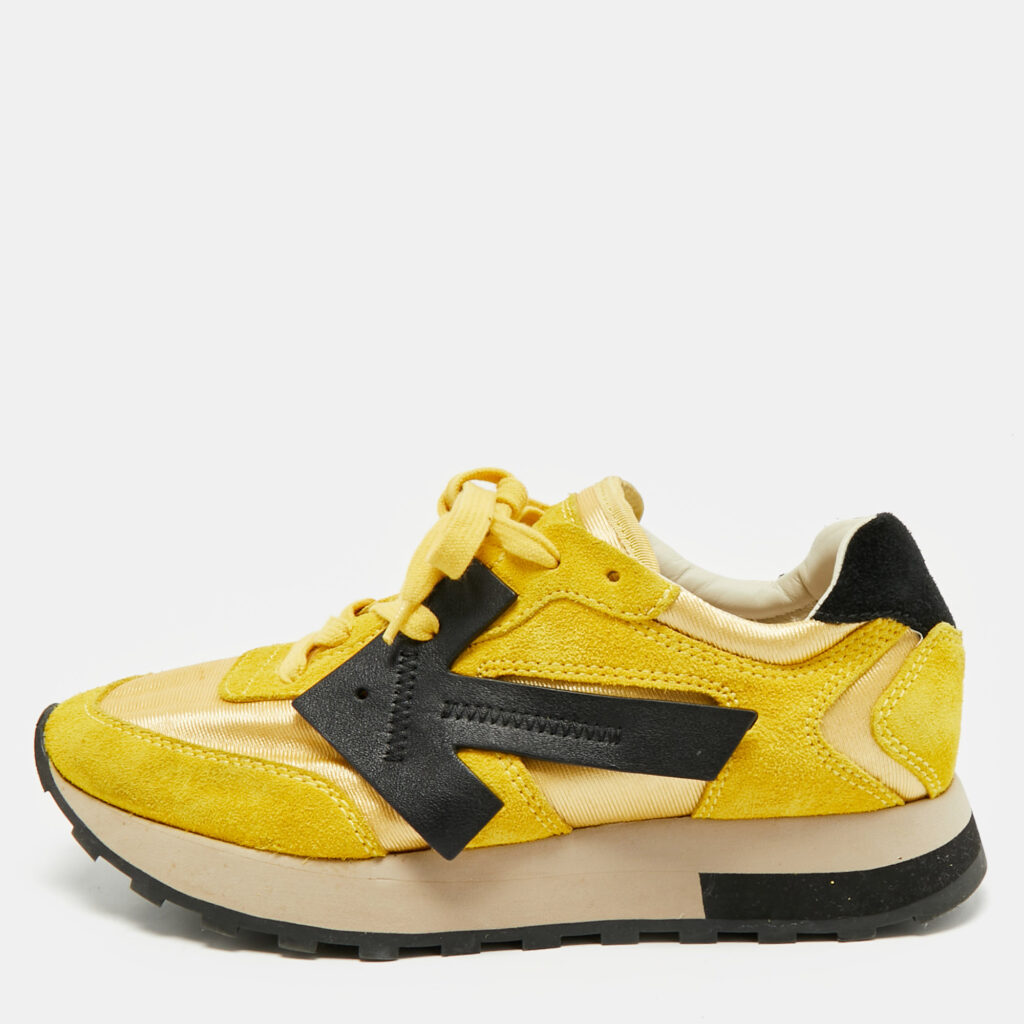 Off-White Yellow Fabric and Suede HG Runner Sneakers Size 37 Off-White Yellow Fabric and Suede HG Runner Sneakers Size 37