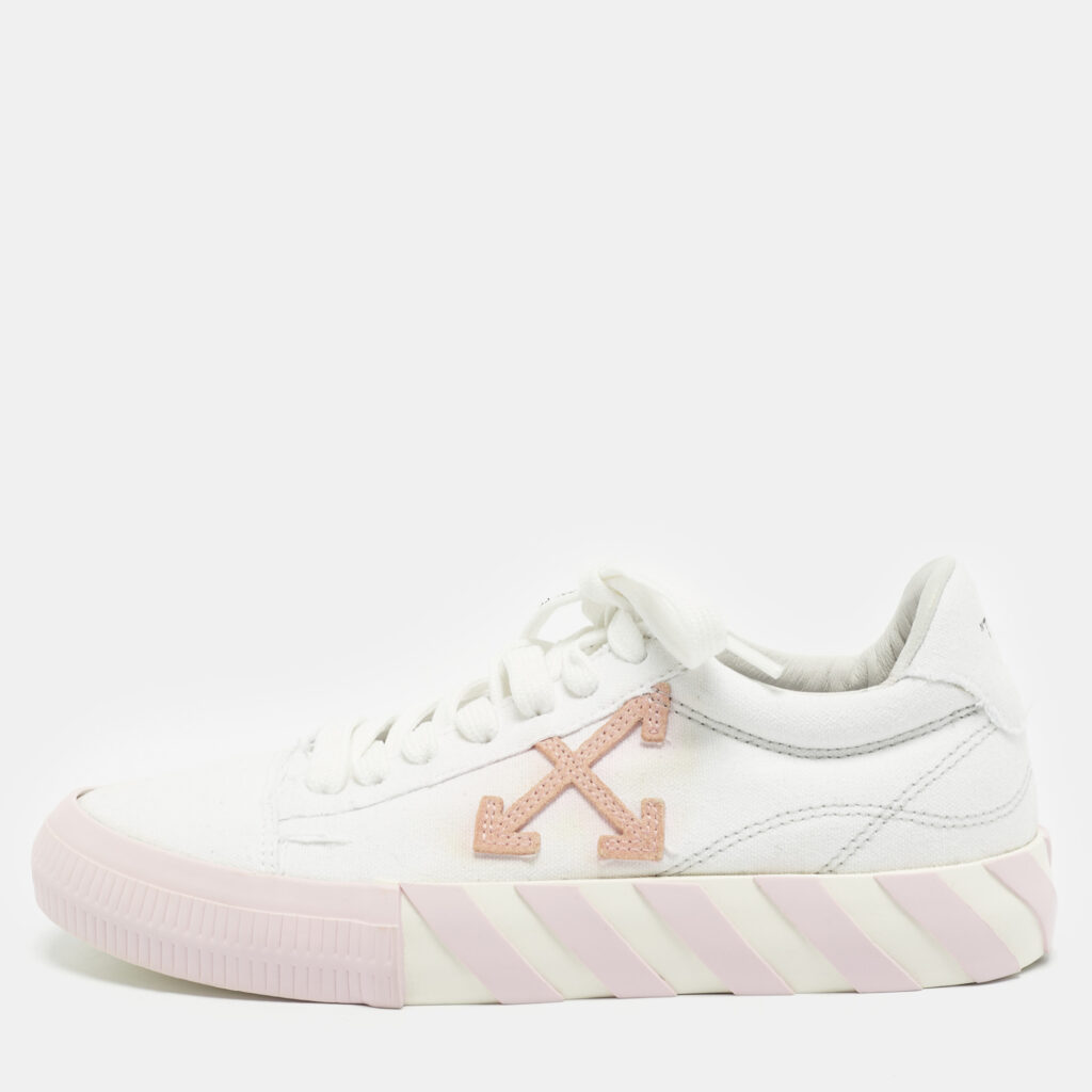 Off-White White Canvas Vulcanized Low Top Sneakers Size 38