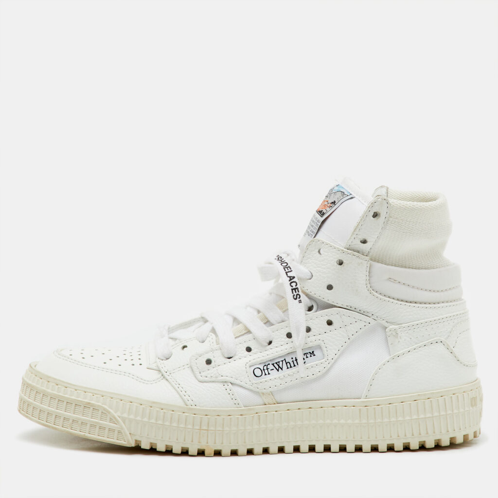 Off-White White Leather and Canvas 3.0 Off Court High Top Sneakers Size 37 Off-White White Leather and Canvas 3.0 Off Court High Top Sneakers Size 37