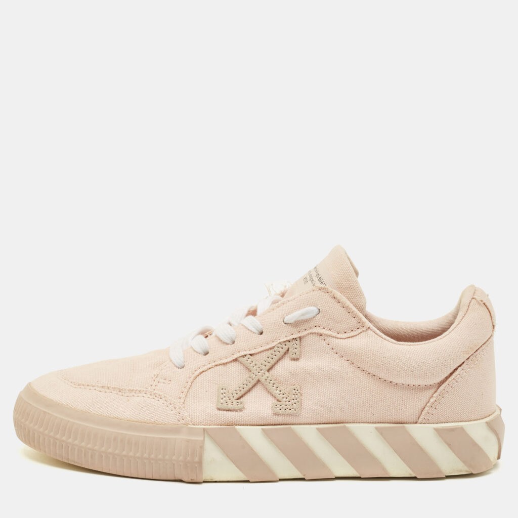 Off-White Pink Canvas Vulcanised Lace Up Sneakers Size 37 Off-White Pink Canvas Vulcanised Lace Up Sneakers Size 37