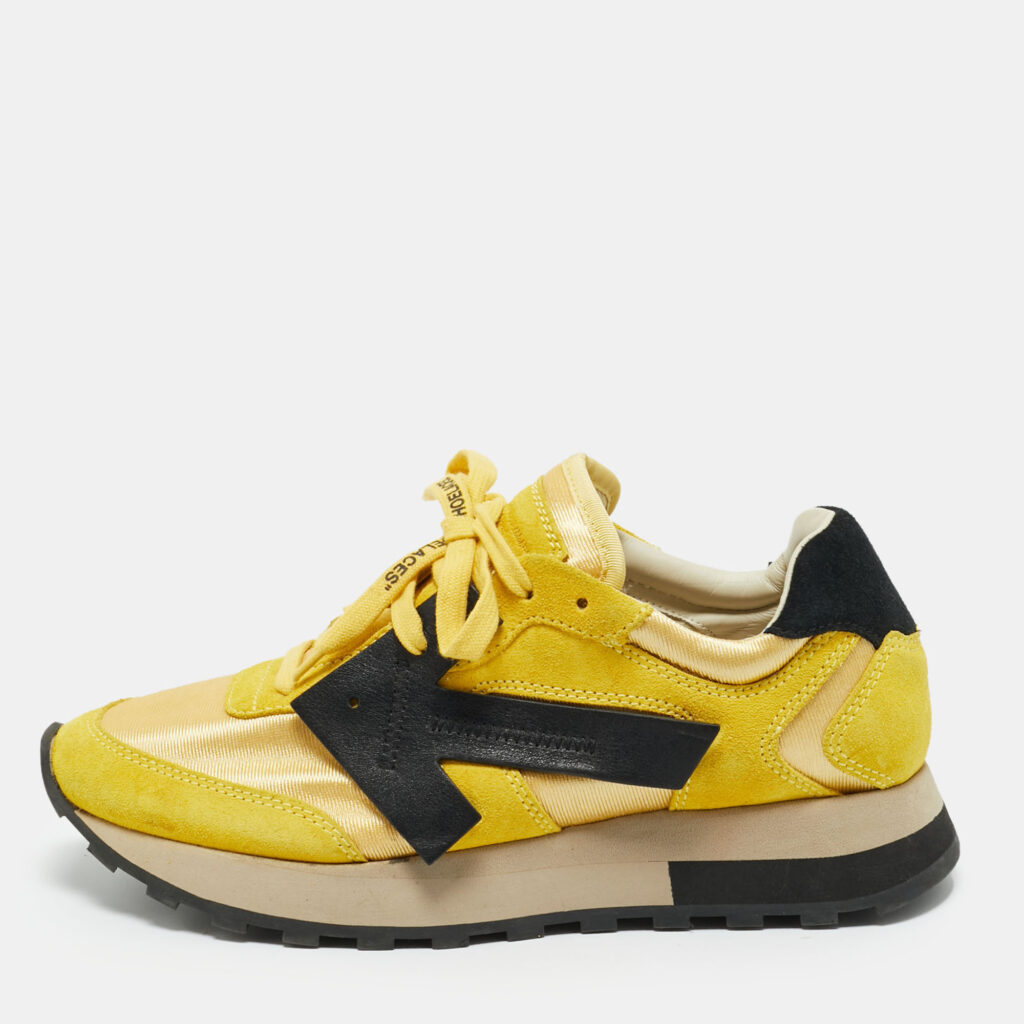 Off-White Yellow Fabric and Suede HG Runner Sneakers Size 39 Off-White Yellow Fabric and Suede HG Runner Sneakers Size 39
