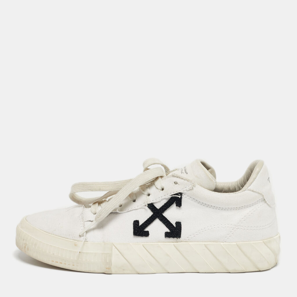 Off-White White Canvas Vulcanized Lace Up Sneakers Size 38 Off-White White Canvas Vulcanized Lace Up Sneakers Size 38