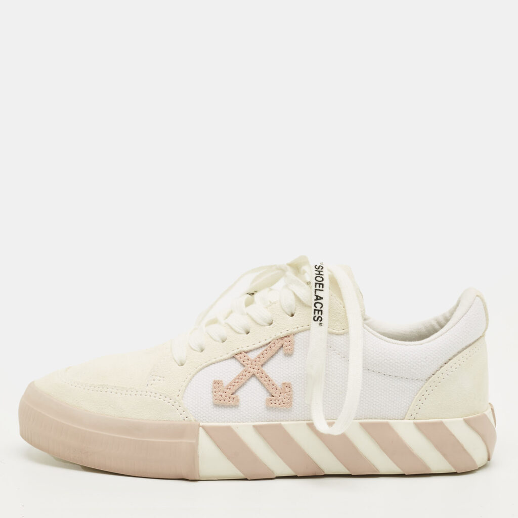 Off-White White Canvas Vulcanized Lace Up Sneakers Size 38 Off-White White Canvas Vulcanized Lace Up Sneakers Size 38