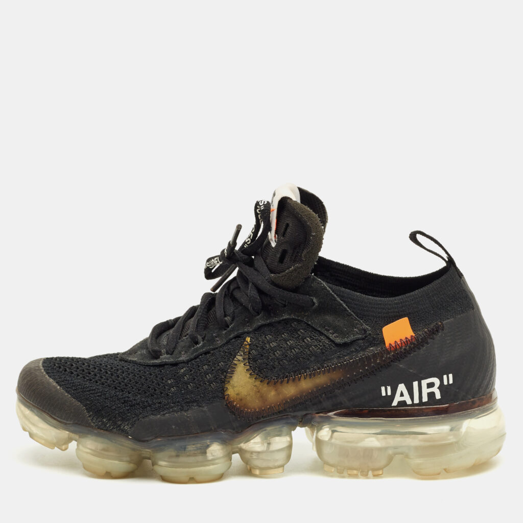 Off-White x Nike Black Knit Fabric Air VaporMax Sneakers Size 37.5 Off-White x Nike Black Knit Fabric Air VaporMax Sneakers Size 37.5
