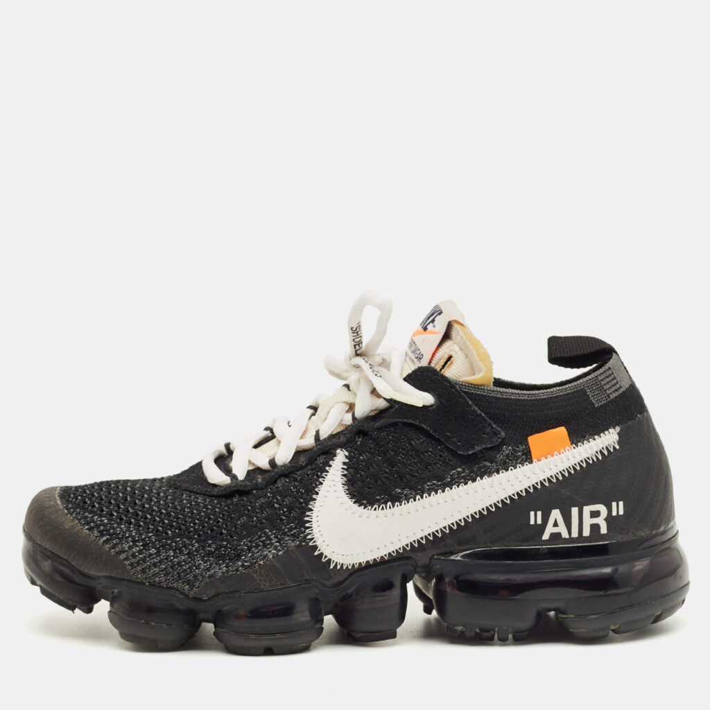 Off-White x Nike Black Knit Fabric Air VaporMax Sneakers Size 36.5