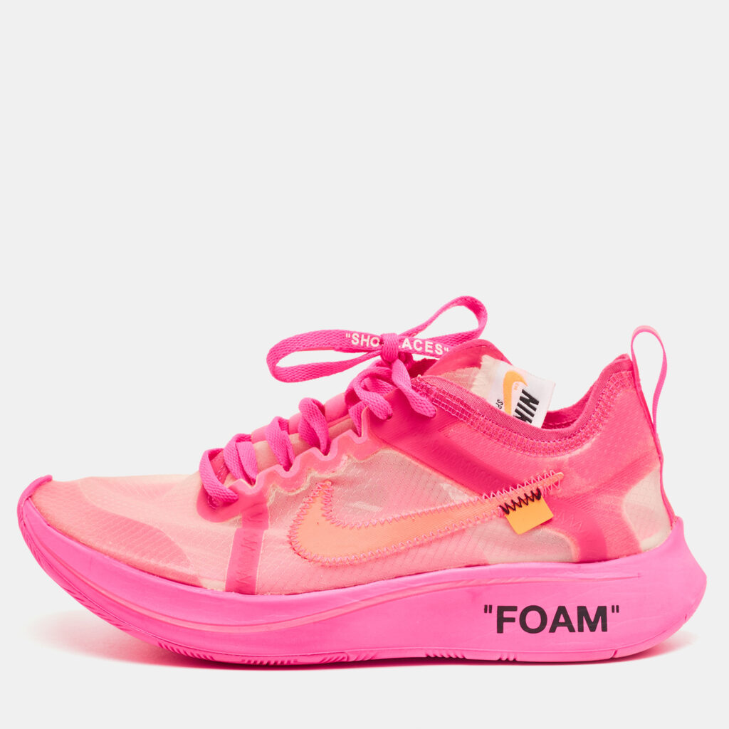 Off-White x Nike Pink/Transparent Mesh Zoom Fly Sneakers Size 38 Off-White x Nike Pink/Transparent Mesh Zoom Fly Sneakers Size 38