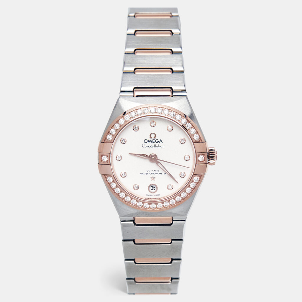 luxury-women-omega-new-watches-p1159886-007-1.jpg Omega Silver Dial Sedna™ Gold Diamond Stainless Steel Constellation Co-Axial 131.25.29.20.52.001 Women's Watch 29 mm