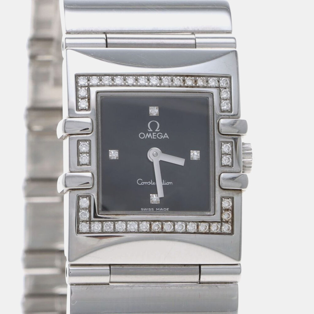 Omega Constellation 1528.46 Quartz Black Stainless Steel Women's Wristwatch 21 mm Omega Constellation 1528.46 Quartz Black Stainless Steel Women's Wristwatch 21 mm
