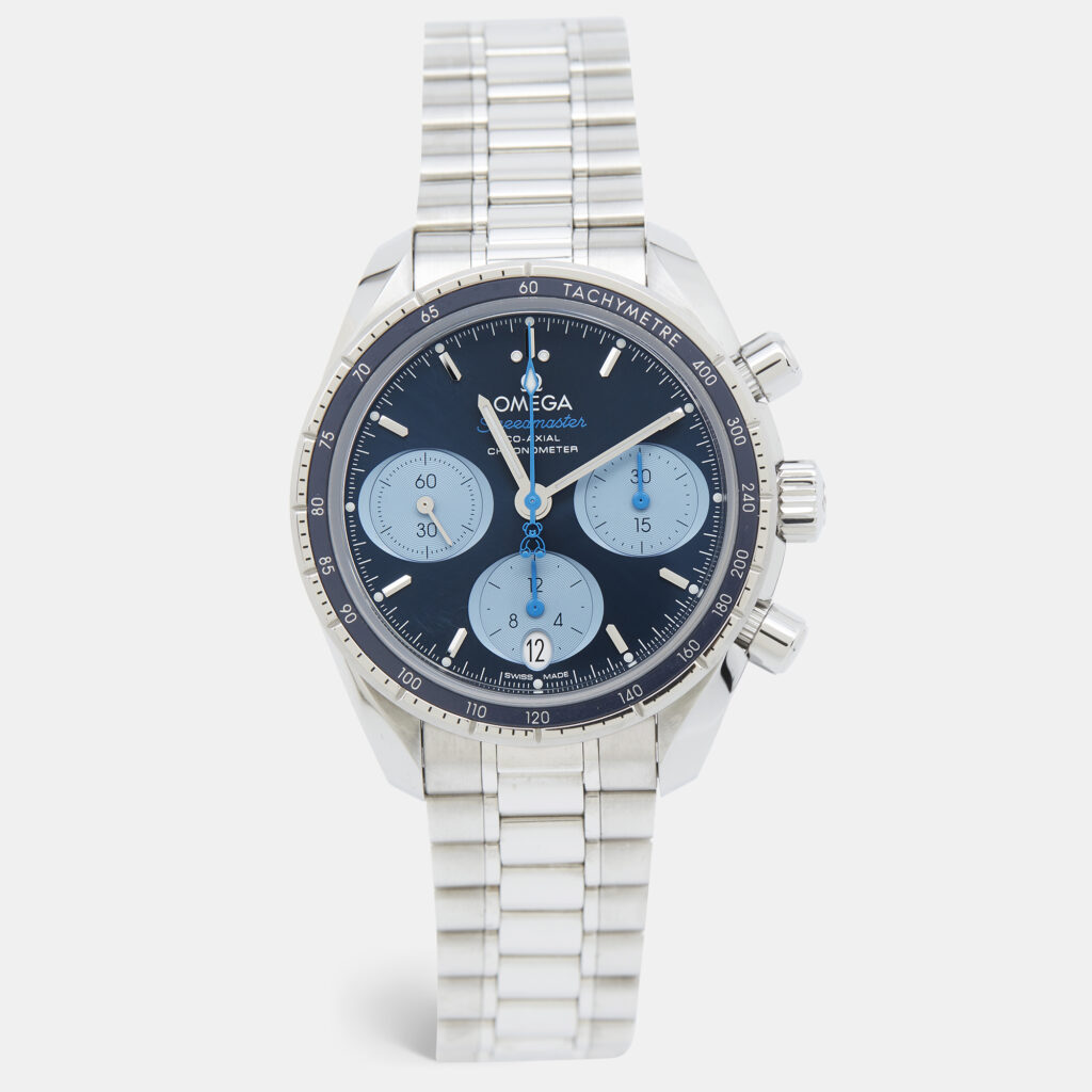 luxury-women-omega-used-watches-p1246746-001-1.jpg Omega Speedmaster Co-Axial Chronometre 324.30.38.50.03.002 Blue Dial Stainless Steel Unisex Wristwatch 38 mm