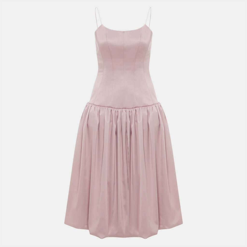 Onori Pink Corset Drop-Waist Satin Aria Dress S Onori Pink Corset Drop-Waist Satin Aria Dress S