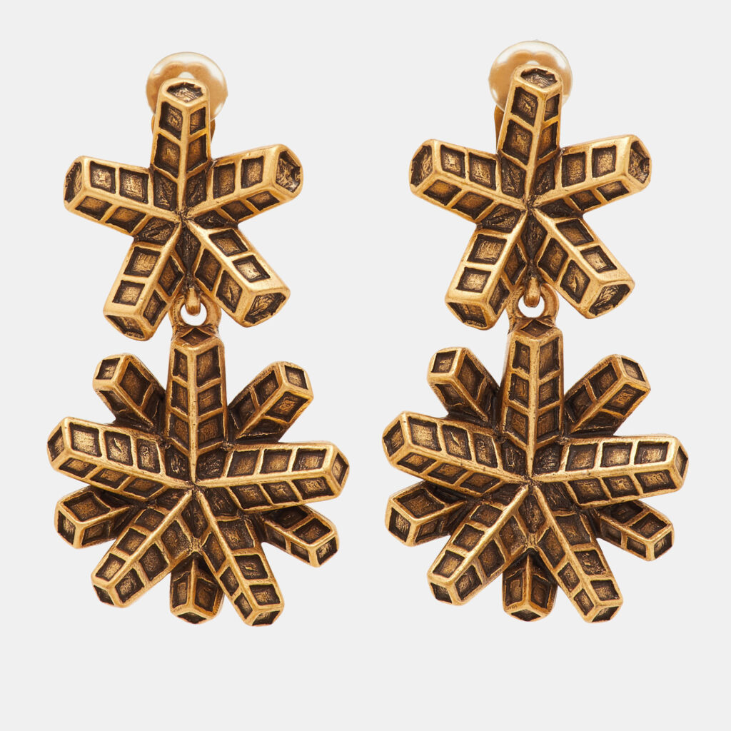 Oscar de la Renta Geometric Gold Tone Dangle Earrings Oscar de la Renta Geometric Gold Tone Dangle Earrings