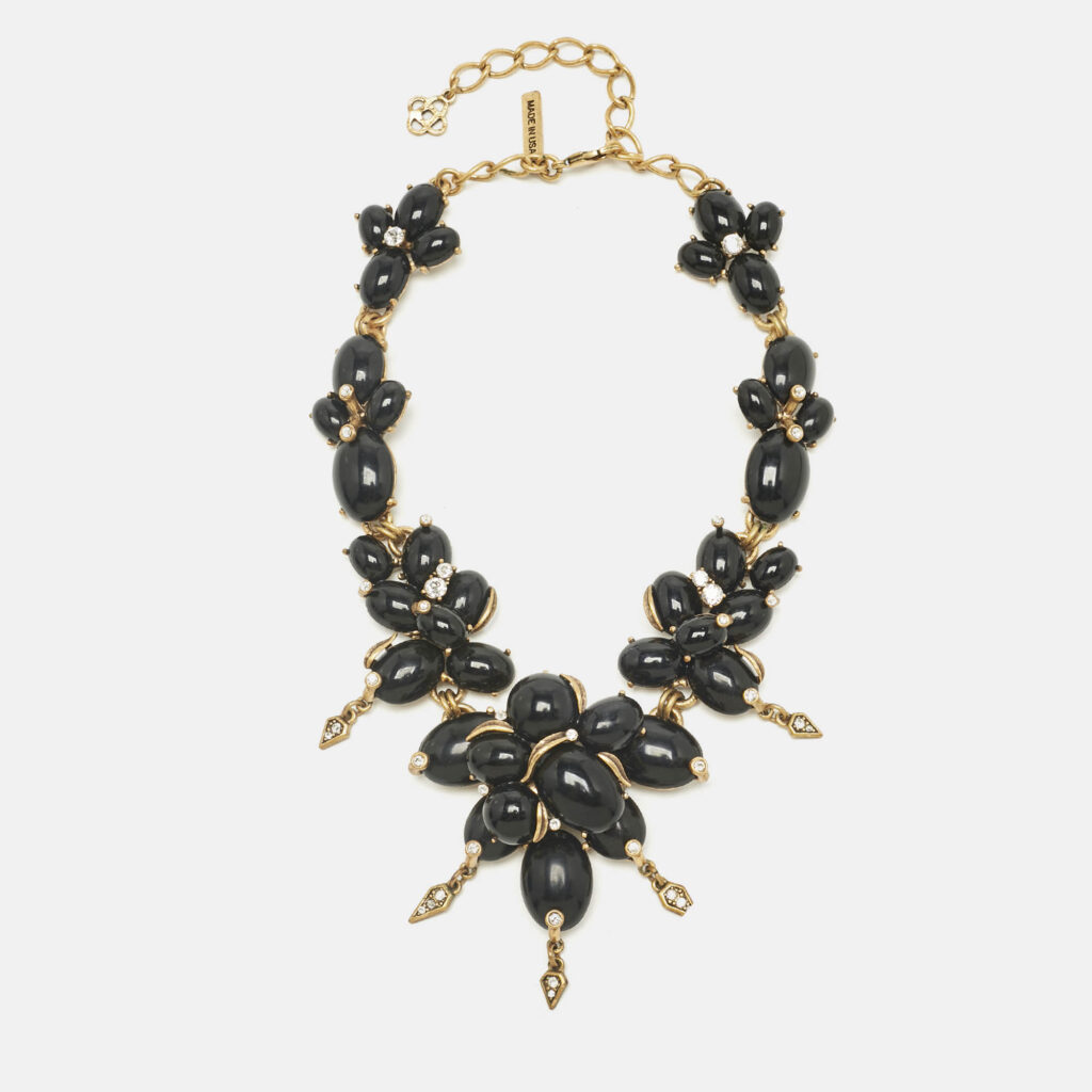 Oscar de la Renta Resin Crystals Gold Tone Necklace