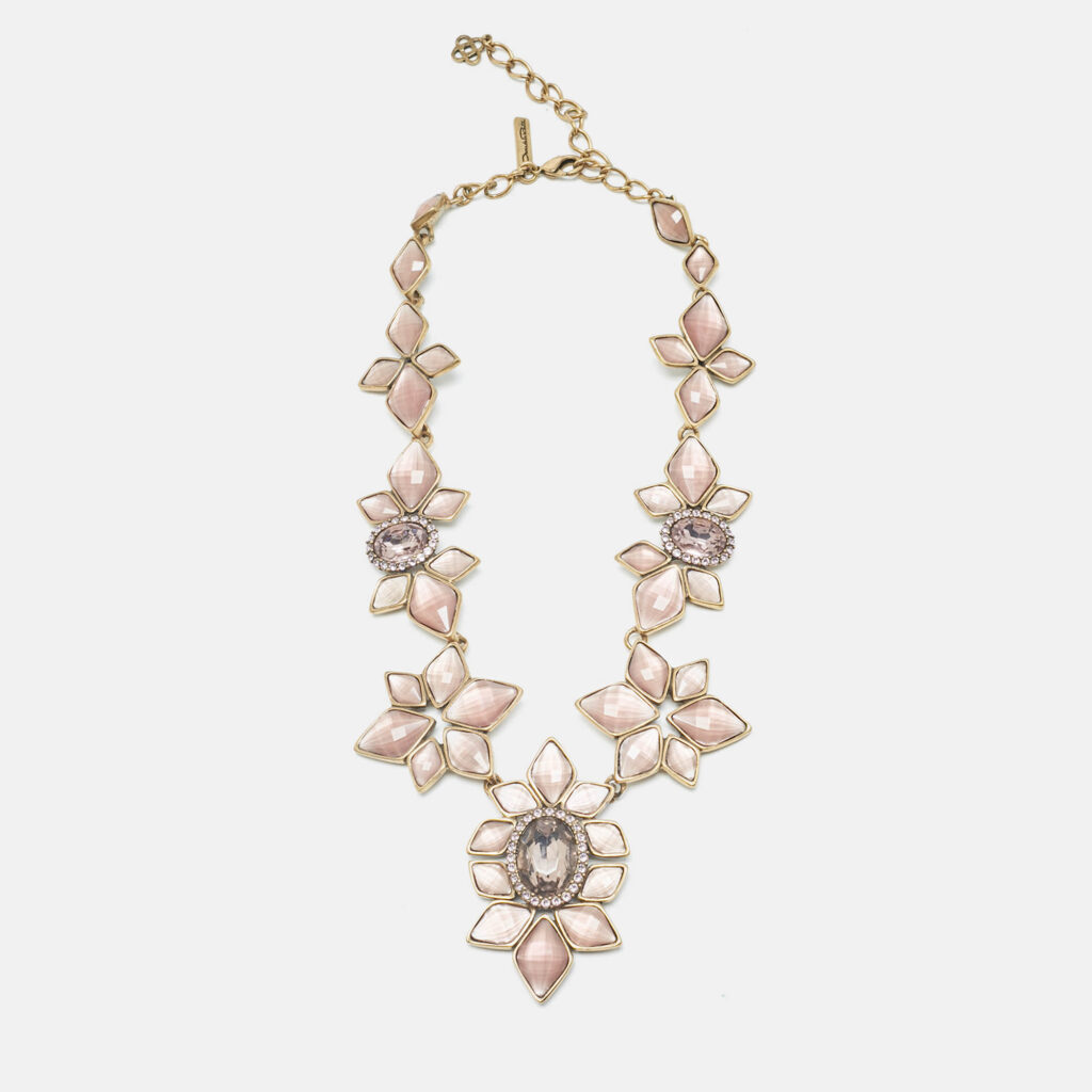 Oscar de la Renta Resin Crystals Gold Tone Necklace Oscar de la Renta Resin Crystals Gold Tone Necklace