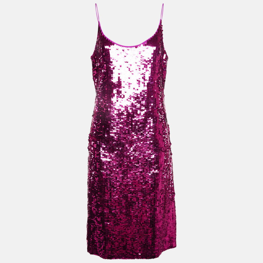 Oscar de la Renta Pink Sequin Strappy Short Dress M Oscar de la Renta Pink Sequin Strappy Short Dress M