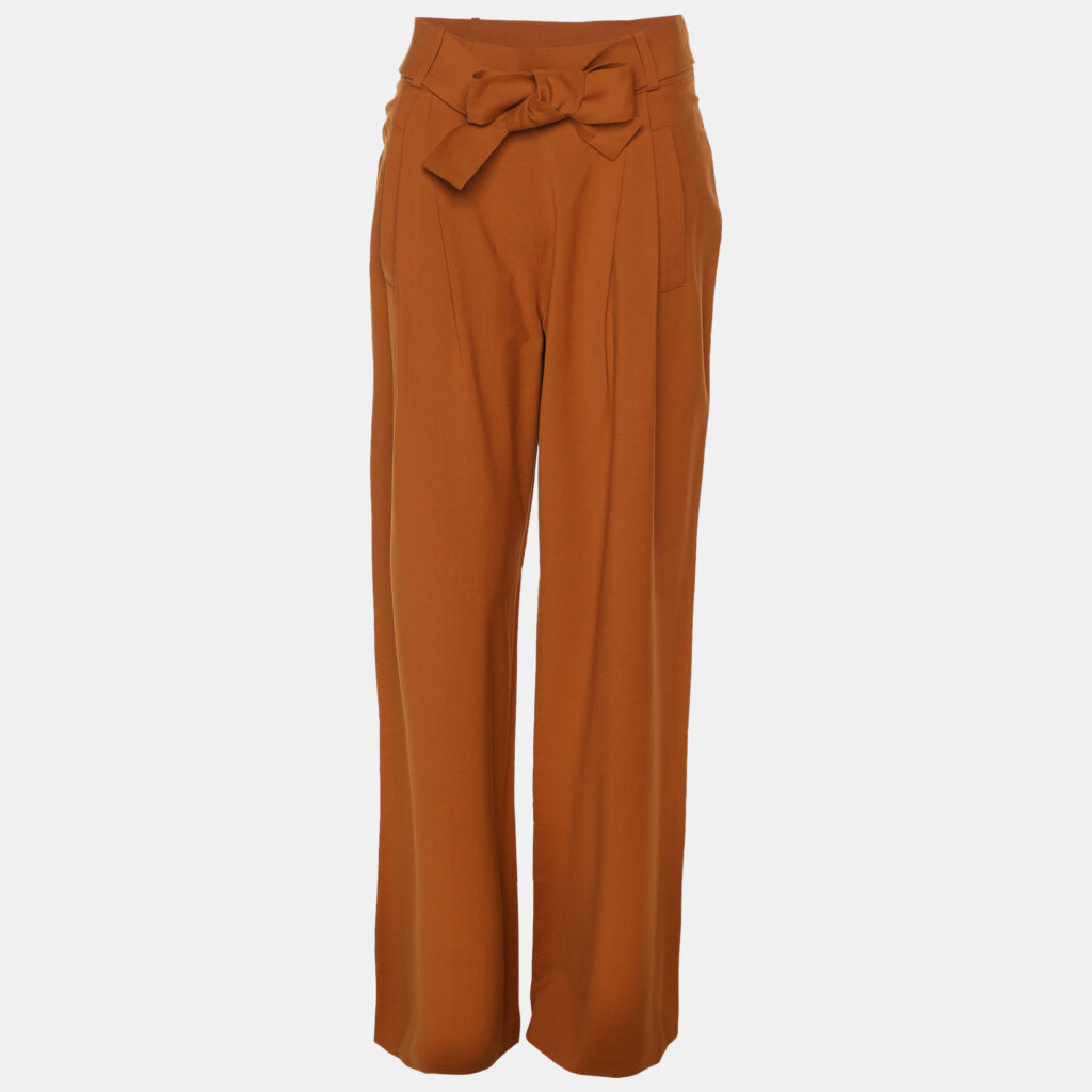 Oscar de la Renta Brown Cupro Palazzo Pants S Oscar de la Renta Brown Cupro Palazzo Pants S
