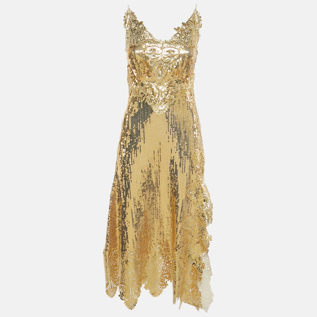 Paco Rabanne Gold Sequin Long Sleeveless Dress S Paco Rabanne Gold Sequin Long Sleeveless Dress S