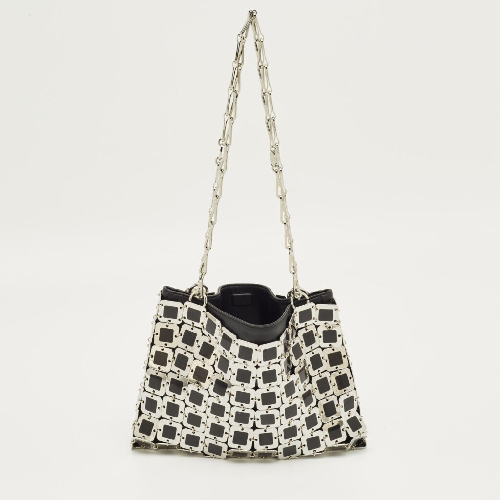 Paco Rabanne Black/Silver Metal Square Illusion Shoulder Bag