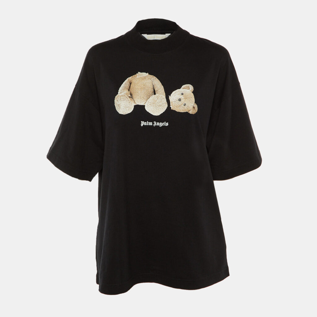 Palm Angels Black Bear Printed Cotton Knit Oversized T-Shirt M Palm Angels Black Bear Printed Cotton Knit Oversized T-Shirt M