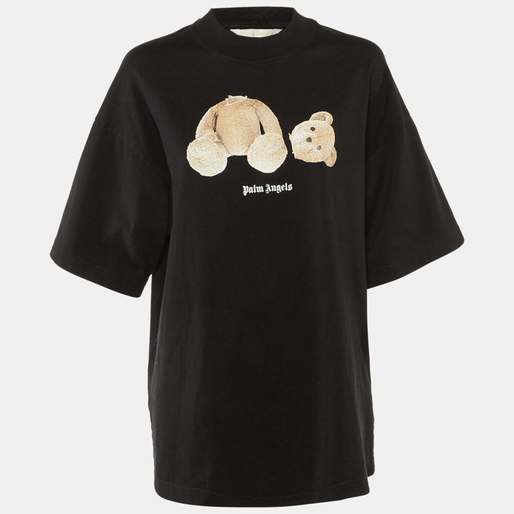 Palm Angels Black Bear Print Cotton Oversized T-Shirt M Palm Angels Black Bear Print Cotton Oversized T-Shirt M