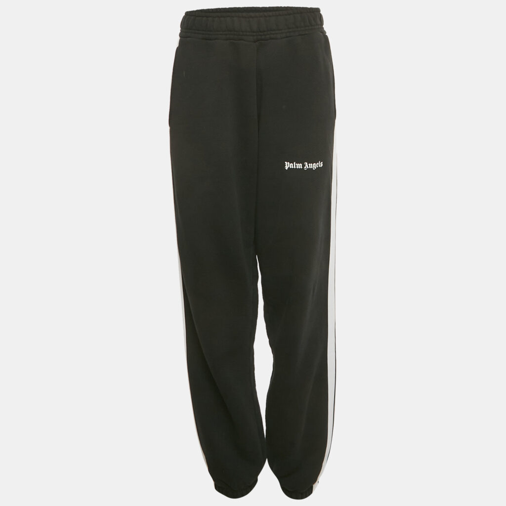 Palm Angels Black Logo Print Cotton Jogger Pants S Palm Angels Black Logo Print Cotton Jogger Pants S