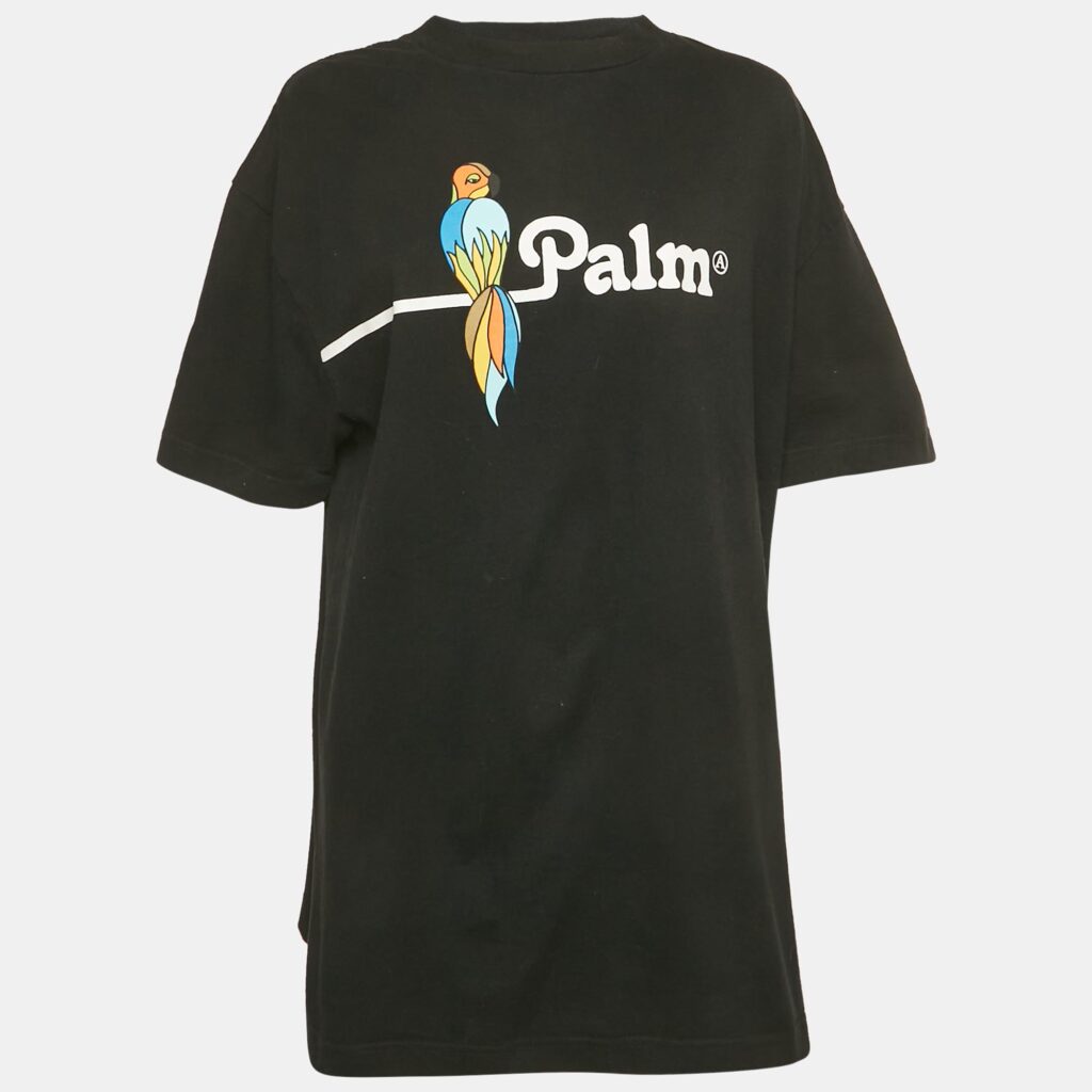 Palm Angels Black Parrot Print Jersey Crewneck T-Shirt XXL Palm Angels Black Parrot Print Jersey Crewneck T-Shirt XXL