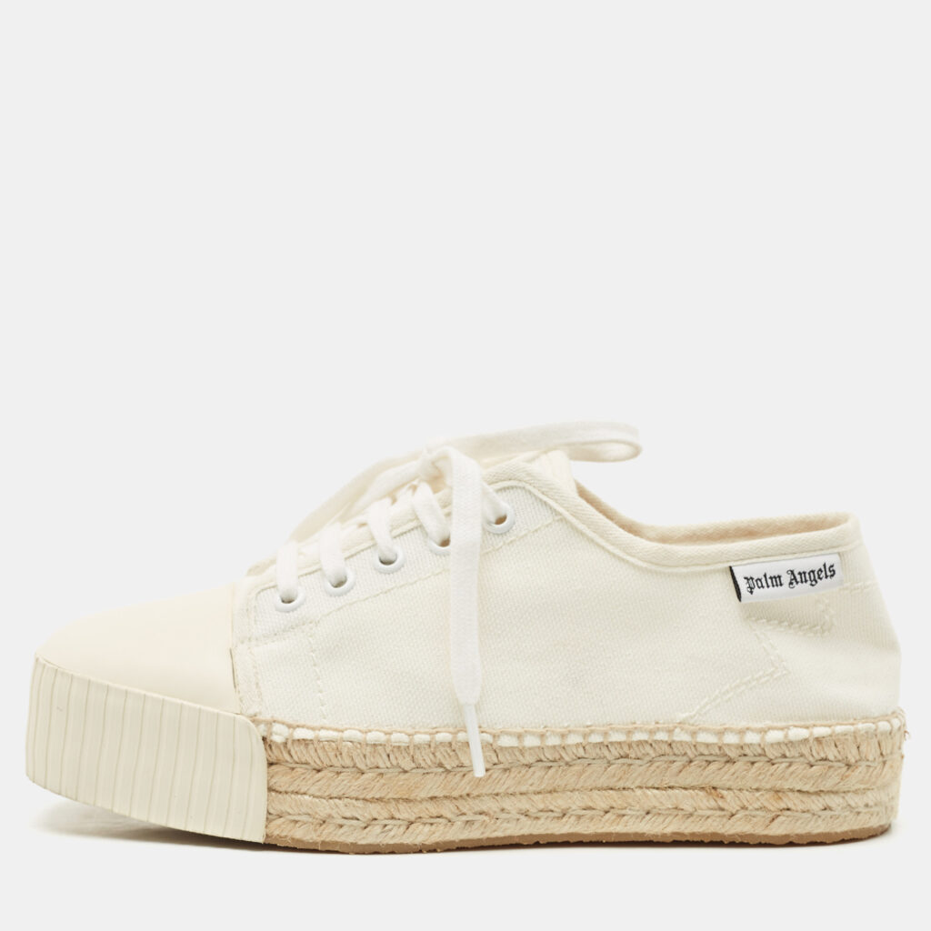 Palm Angels Off White Canvas Espadrille Sneakers Size 38 Palm Angels Off White Canvas Espadrille Sneakers Size 38