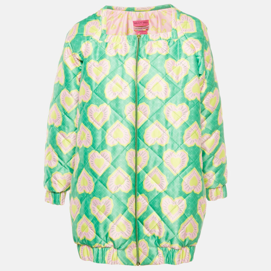 Papa Don't Preach Green Blinding Hearts Print Satin 3 Piece Set S Papa Don't Preach Green Blinding Hearts Print Satin 3 Piece Set S