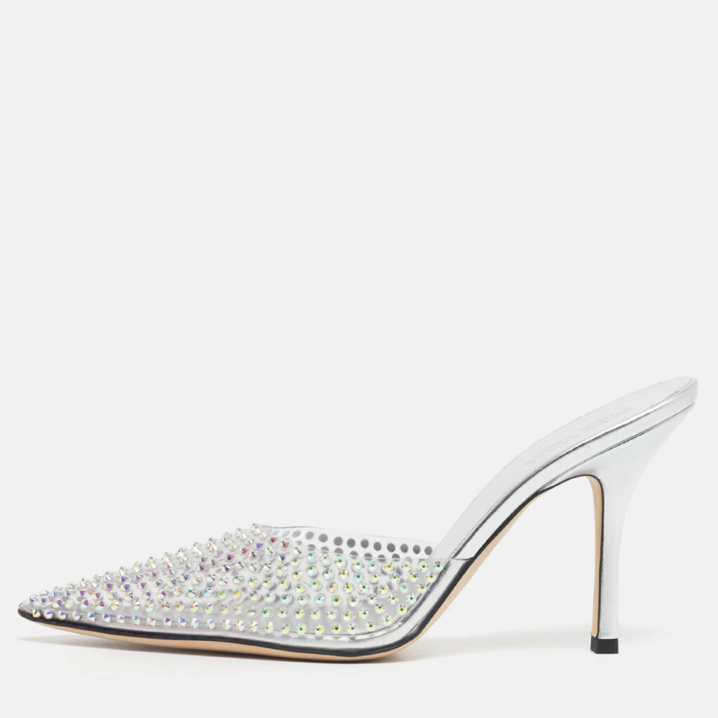 Paris Texas Transparent Leather and PVC Crystal Embellished Hollywood Mules Size 39.5 Paris Texas Transparent Leather and PVC Crystal Embellished Hollywood Mules Size 39.5