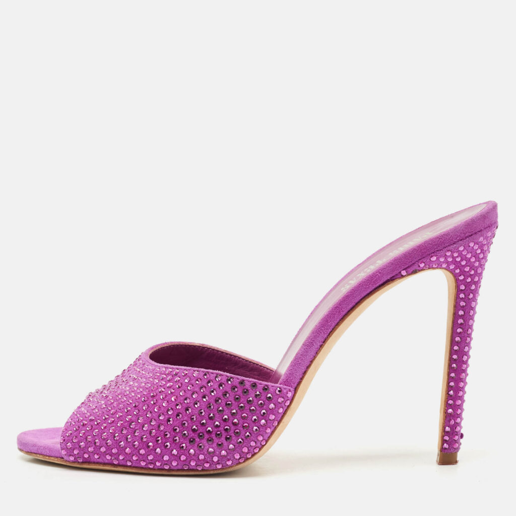 Paris Texas Pink Suede Crystal Embellished Slide Sandals Size 37.5 Paris Texas Pink Suede Crystal Embellished Slide Sandals Size 37.5