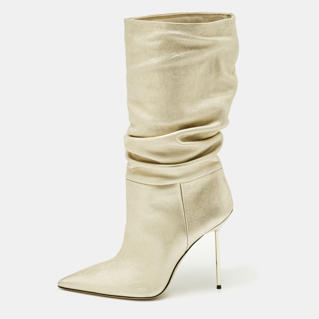 luxury-women-paris-texas-used-shoes-p1251136-001.jpg Paris Texas Size 41 Gold Leather Mid Calf Boots